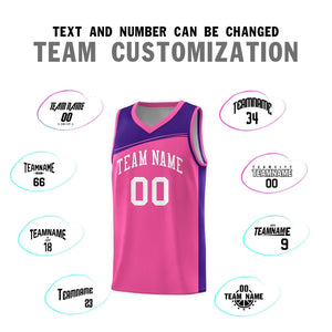 Custom Pink Purple-White Color Block Sports Uniform Basketball Jersey