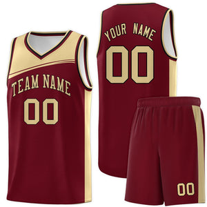 Custom Crimson Khaki Color Block Sports Uniform Basketball Jersey