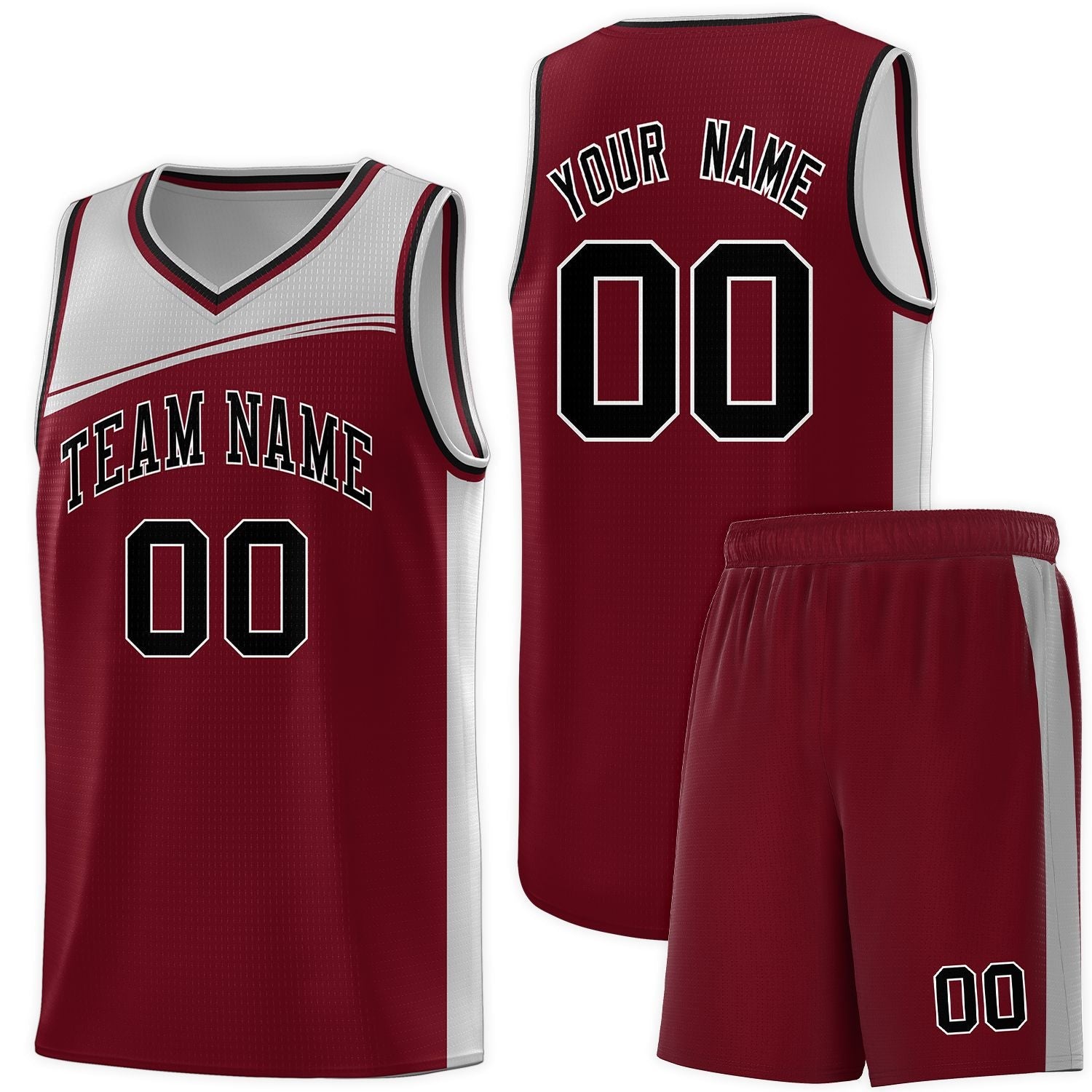 Custom Crimson Gray-Black Color Block Sports Uniform Basketball Jersey