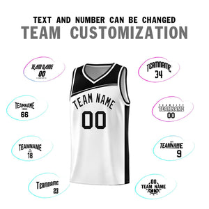 Custom White Black Color Block Sports Uniform Basketball Jersey