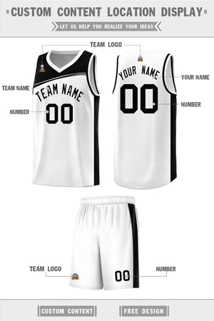 Custom White Black Color Block Sports Uniform Basketball Jersey