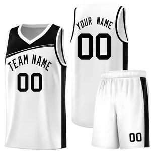 Custom White Black Color Block Sports Uniform Basketball Jersey