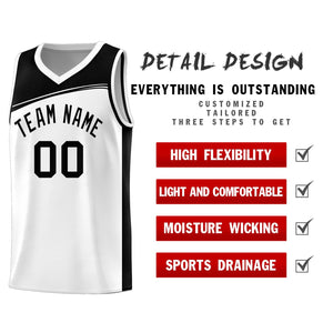 Custom White Black Color Block Sports Uniform Basketball Jersey