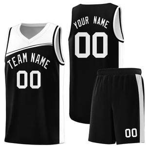 Custom Black White Color Block Sports Uniform Basketball Jersey