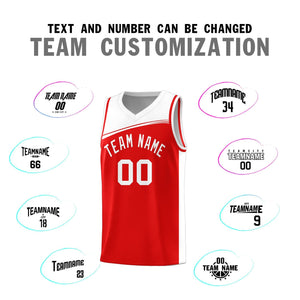 Custom Red White Color Block Sports Uniform Basketball Jersey