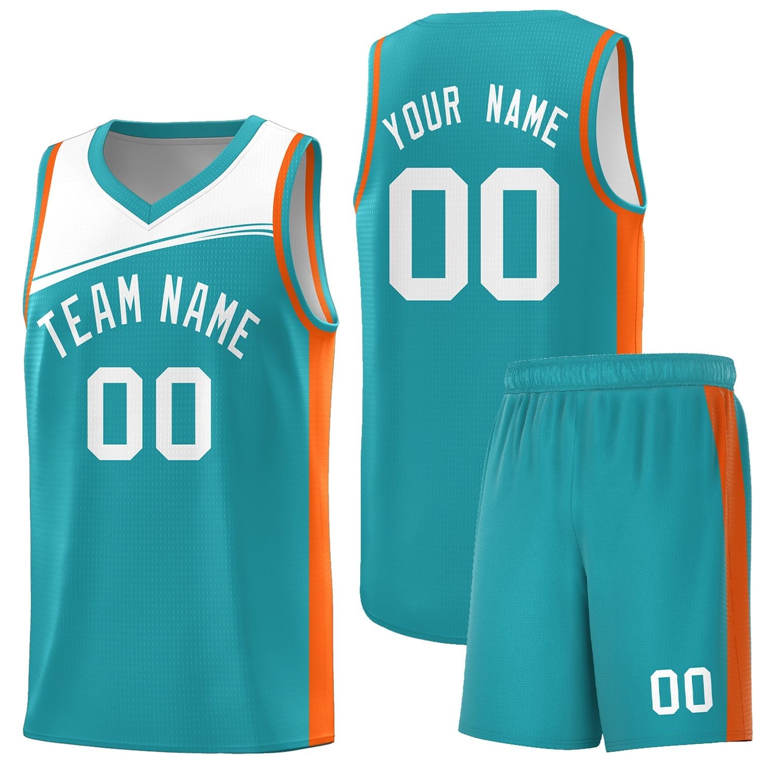 Custom Aqua White Color Block Sports Uniform Basketball Jersey