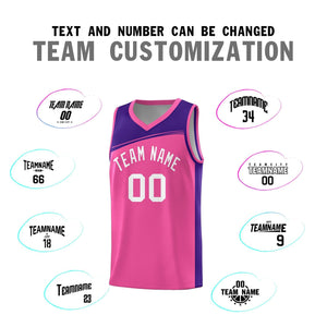 Custom Pink Purple-White Color Block Sports Uniform Basketball Jersey