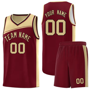 Custom Crimson Khaki Color Block Sports Uniform Basketball Jersey