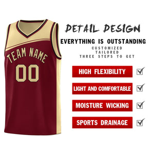 Custom Crimson Khaki Color Block Sports Uniform Basketball Jersey