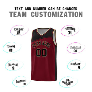 Custom Crimson Black Color Block Sports Uniform Basketball Jersey