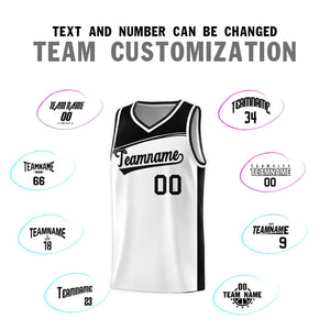 Custom White Black Color Block Sports Uniform Basketball Jersey