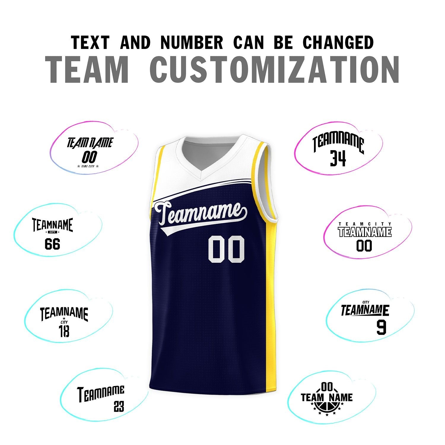 Custom Navy White Color Block Sports Uniform Basketball Jersey