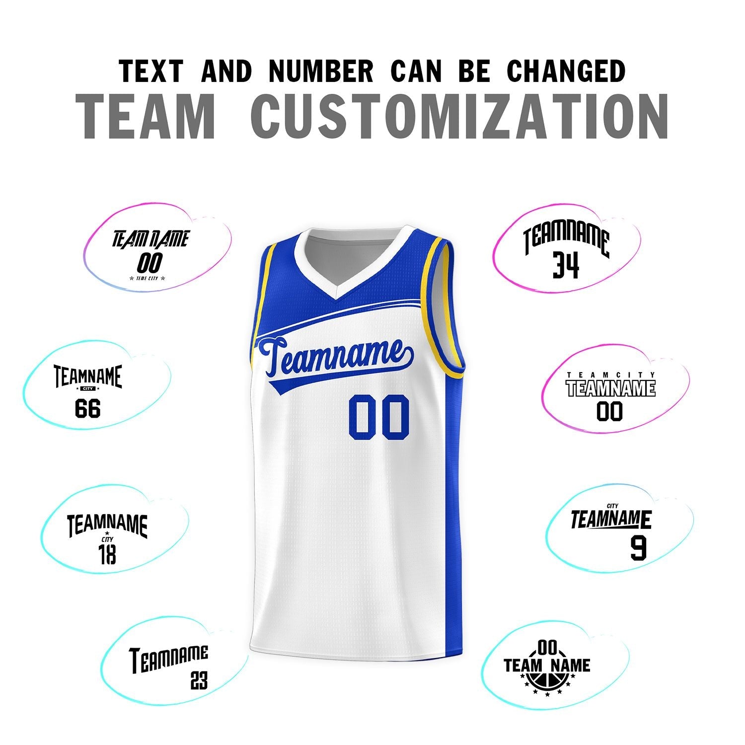 Custom White Royal Color Block Sports Uniform Basketball Jersey