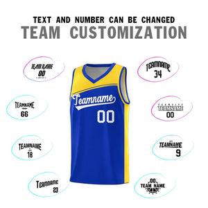 Custom Royal Gold-White Color Block Sports Uniform Basketball Jersey