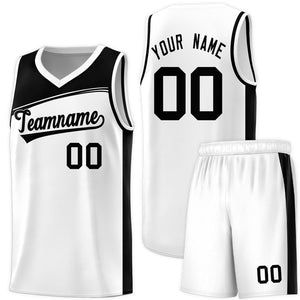 Custom White Black Color Block Sports Uniform Basketball Jersey