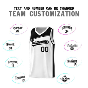 Custom White Black Color Block Sports Uniform Basketball Jersey