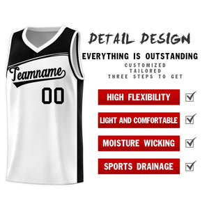 Custom White Black Color Block Sports Uniform Basketball Jersey