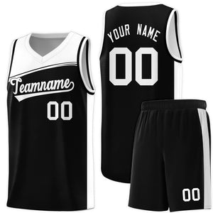 Custom Black White Color Block Sports Uniform Basketball Jersey