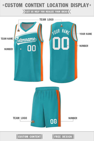 Custom Aqua White Color Block Sports Uniform Basketball Jersey