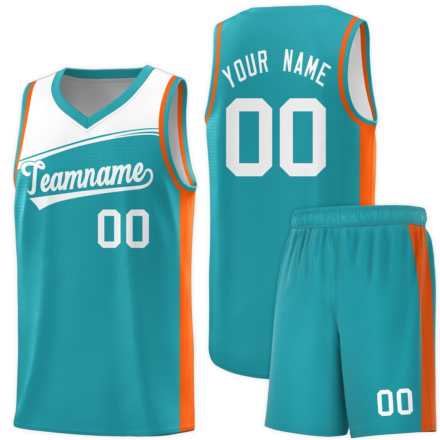 Custom Aqua White Color Block Sports Uniform Basketball Jersey