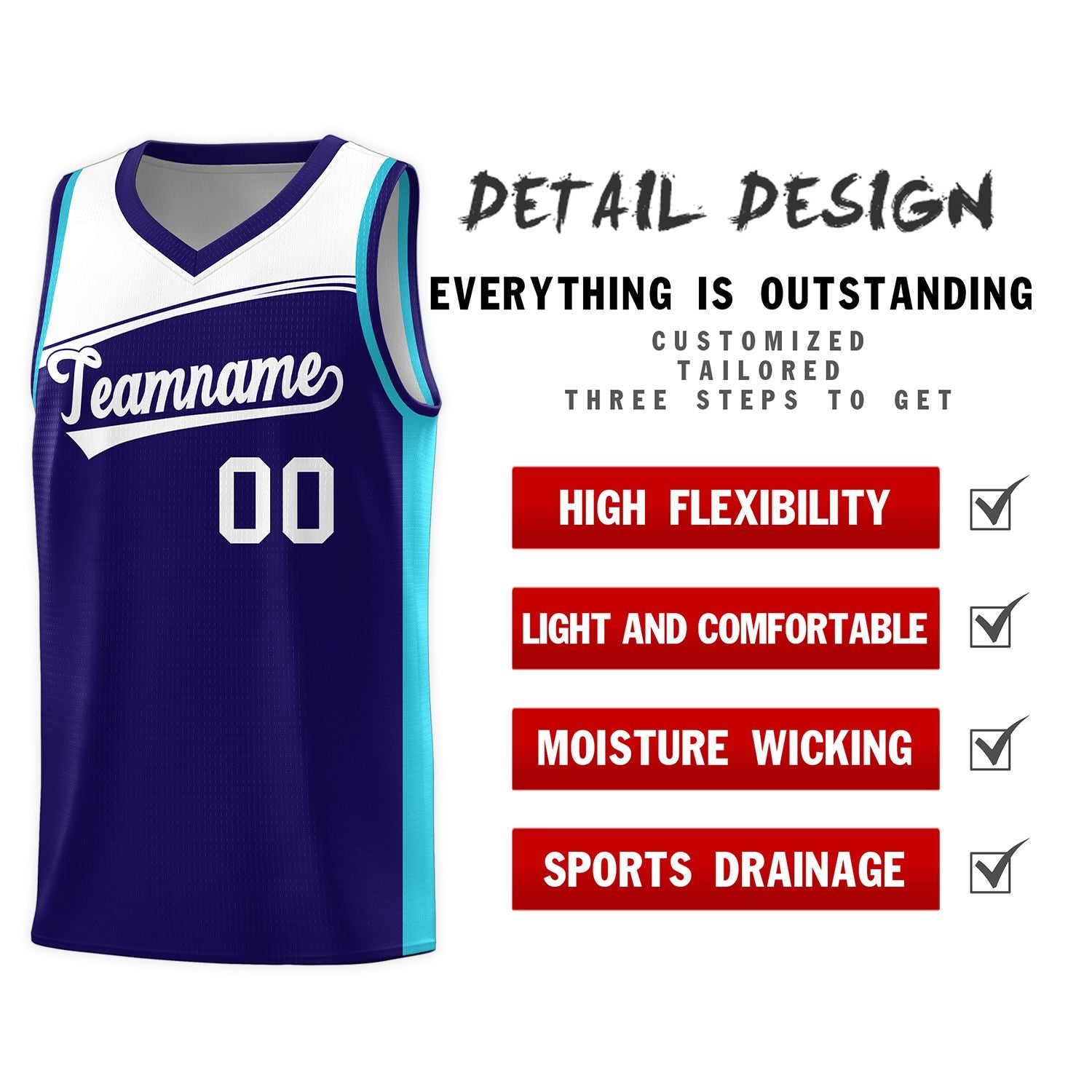 Custom Purple White Color Block Sports Uniform Basketball Jersey