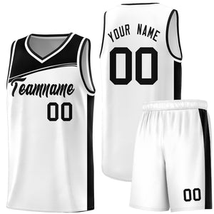 Custom White Black Color Block Sports Uniform Basketball Jersey