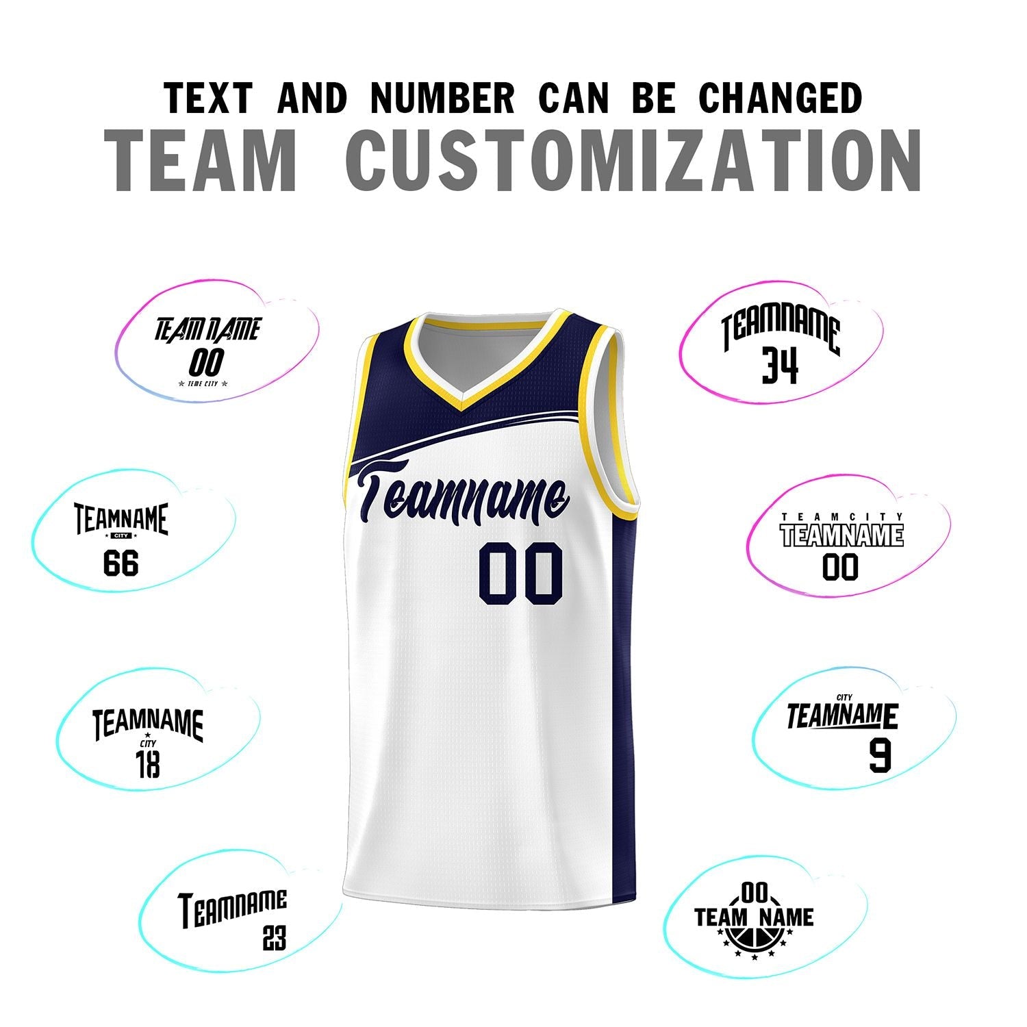 Custom White Navy-Black Color Block Sports Uniform Basketball Jersey