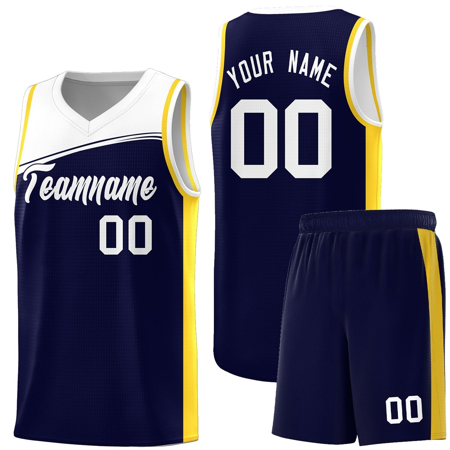 Custom Navy White Color Block Sports Uniform Basketball Jersey