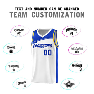 Custom White Royal Color Block Sports Uniform Basketball Jersey