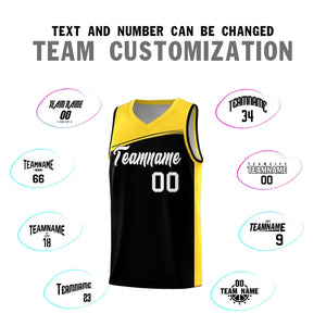 Custom Black Gold-White Color Block Sports Uniform Basketball Jersey