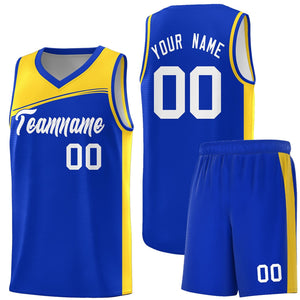 Custom Royal Gold-White Color Block Sports Uniform Basketball Jersey