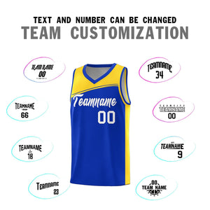 Custom Royal Gold-White Color Block Sports Uniform Basketball Jersey