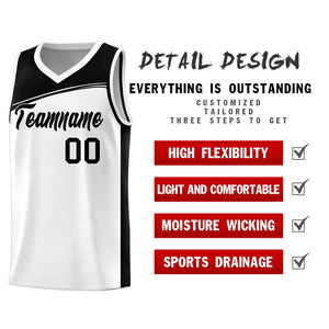 Custom White Black Color Block Sports Uniform Basketball Jersey