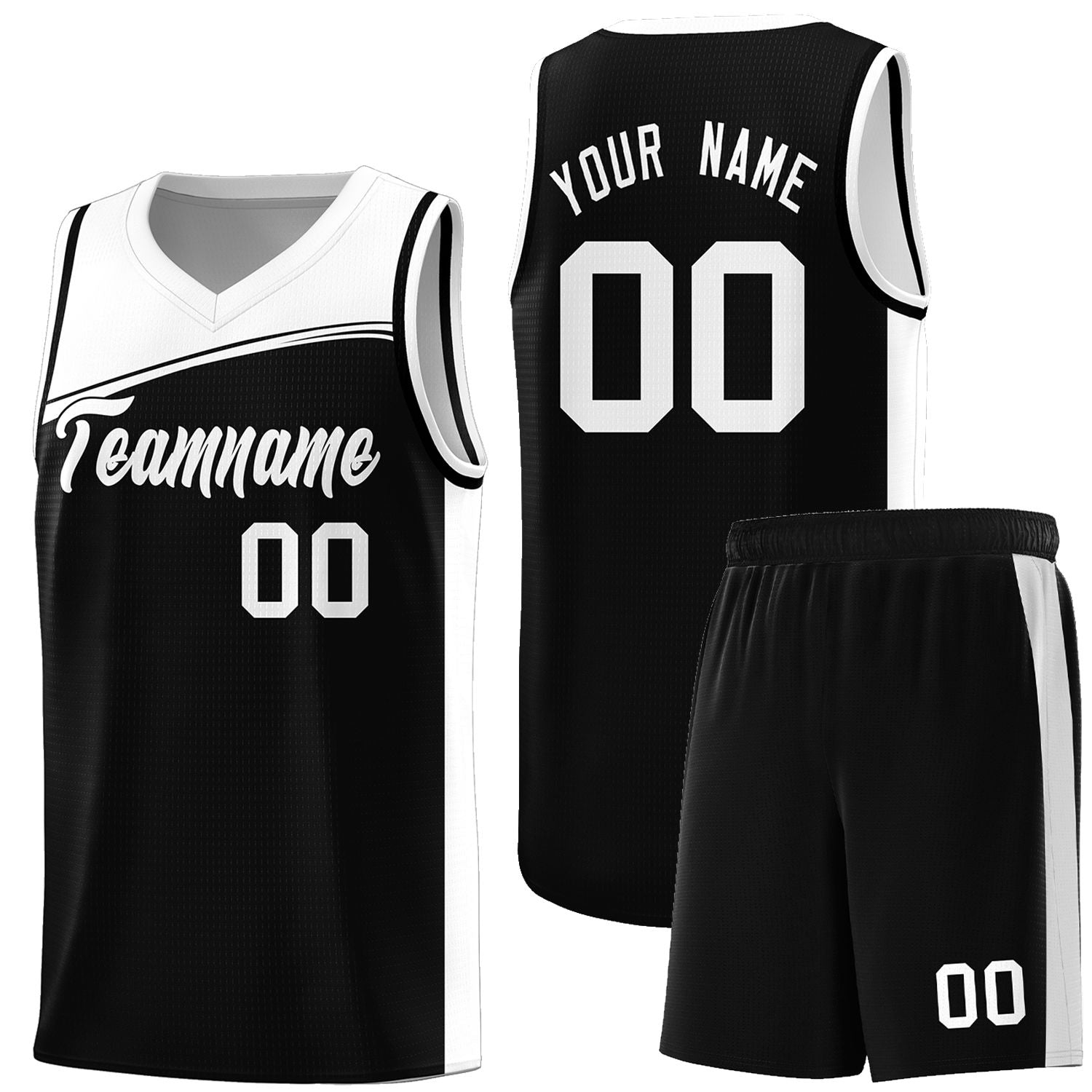 Custom Black White Color Block Sports Uniform Basketball Jersey