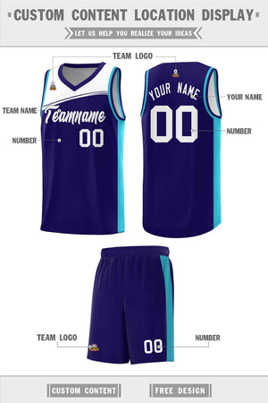 Custom Purple White Color Block Sports Uniform Basketball Jersey