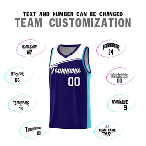 Custom Purple White Color Block Sports Uniform Basketball Jersey