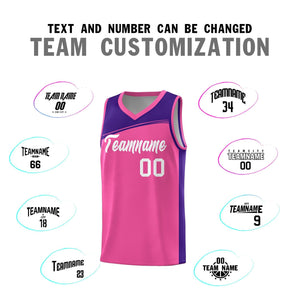 Custom Pink Purple-White Color Block Sports Uniform Basketball Jersey