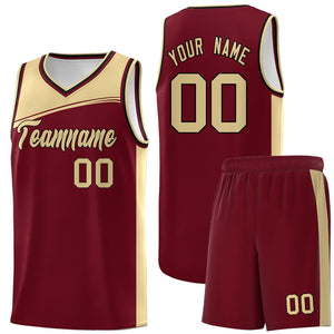 Custom Crimson Khaki Color Block Sports Uniform Basketball Jersey