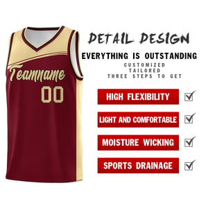 Custom Crimson Khaki Color Block Sports Uniform Basketball Jersey