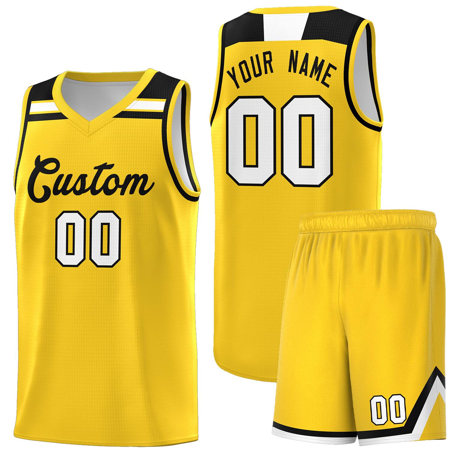 Custom Gold Black-White Classic Sports Uniform Basketball Jersey