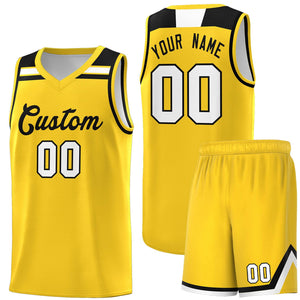 Custom Gold Black-White Classic Sports Uniform Basketball Jersey