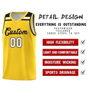 Custom Gold Black-White Classic Sports Uniform Basketball Jersey