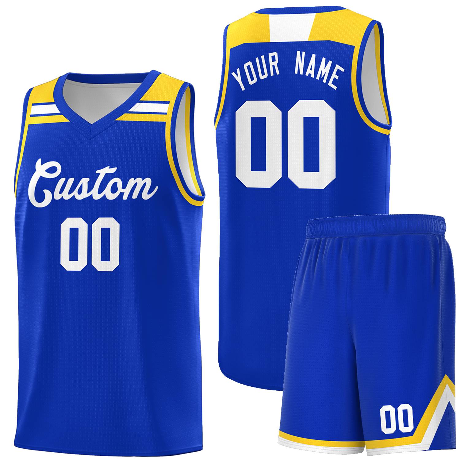 Custom Royal White-Gold Classic Sports Uniform Basketball Jersey