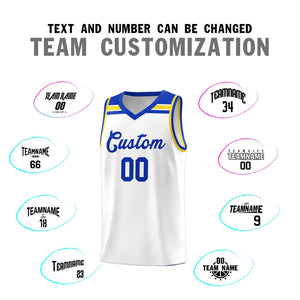 Custom White Royal-Gold Classic Sports Uniform Basketball Jersey