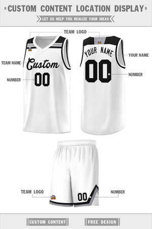 Custom White Black-Gray Classic Sports Uniform Basketball Jersey