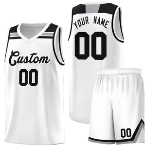 Custom White Black-Gray Classic Sports Uniform Basketball Jersey