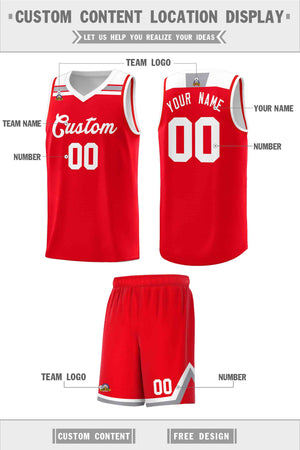 Custom Red White-Gray Classic Sports Uniform Basketball Jersey