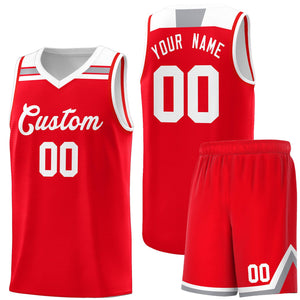 Custom Red White-Gray Classic Sports Uniform Basketball Jersey