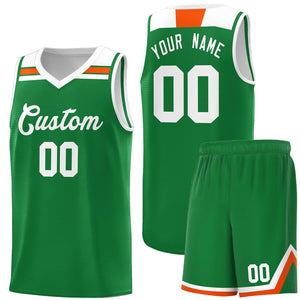 Custom Kelly Green White-Orange Classic Sports Uniform Basketball Jersey