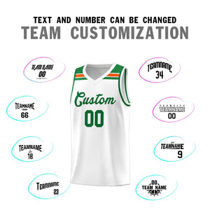 Custom White Kelly Green-Orange Classic Sports Uniform Basketball Jersey